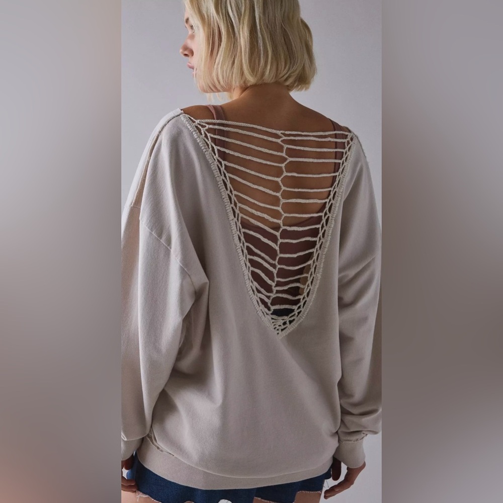 Urban Outfitters Cream Open-Back Sweatshirt